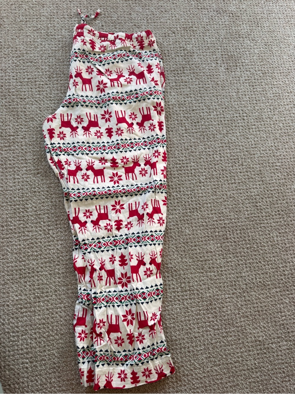 Mens Red and Cream Reindeer Holiday Pajama Pants